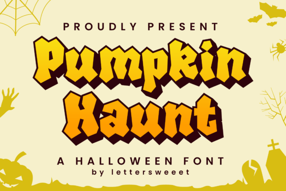 Transform Your Design with Pumpkin Haunt: A Spooky-Cute Display Font